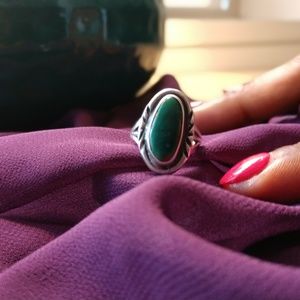 (Unmarked) Green Turquoise Native American Silver